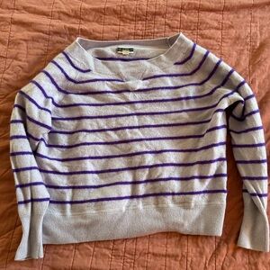 Striped Purple and Gray Women's Sweater